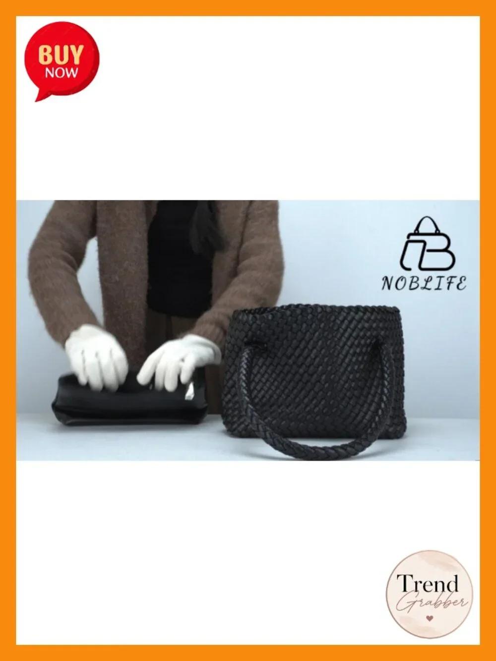 Woven Vegan Leather Tote Bag Shoulder Handbag Travel Purse